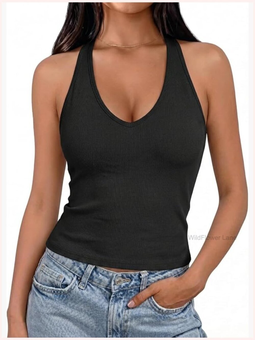 Cropped Tank Top with Built In Bra Padded Sleeveless Basic Stretchy Cami